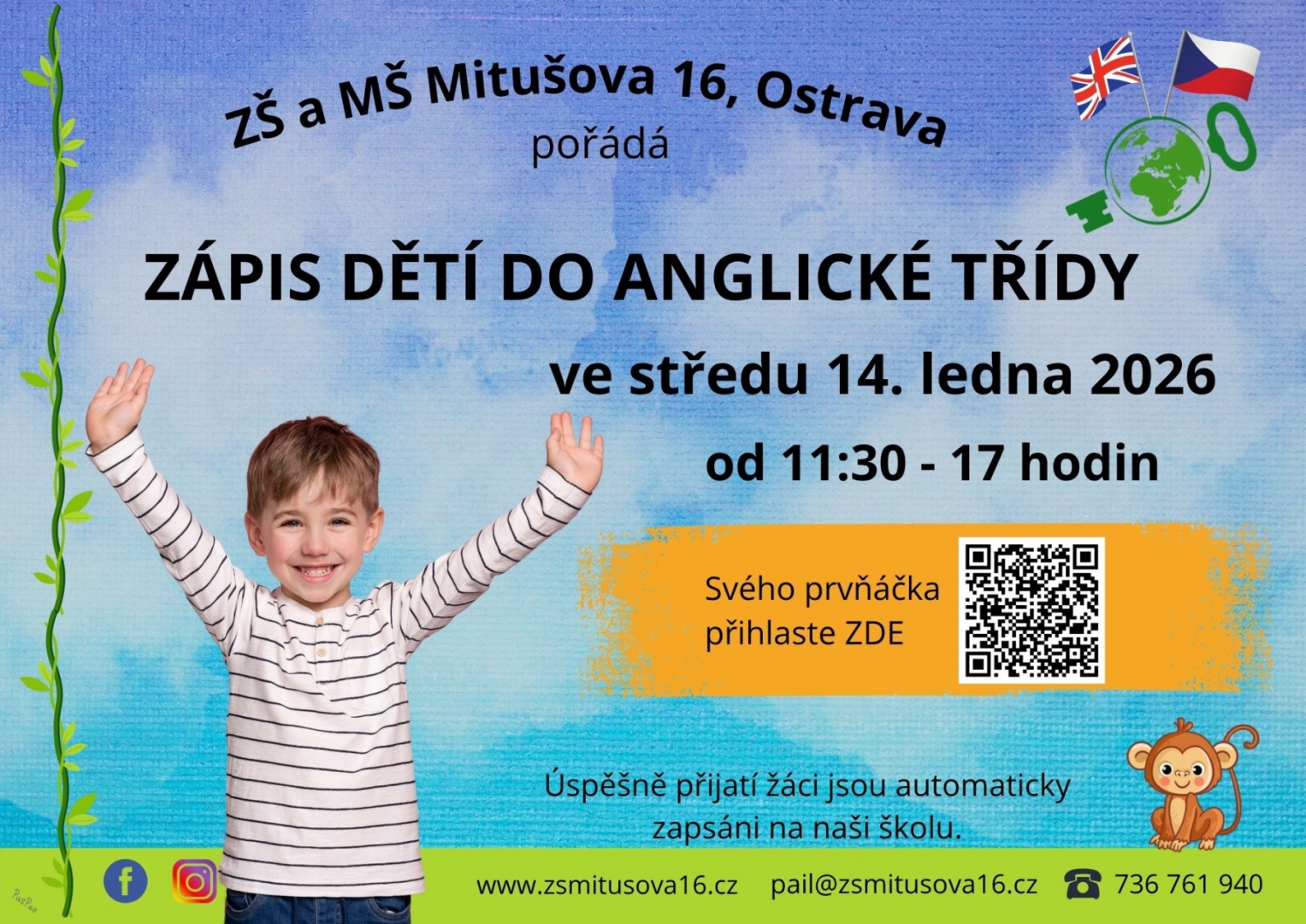 Zápis do anglické třídy ZŠ Mitušova